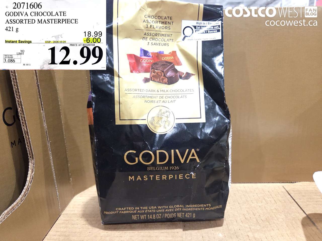 2071606 GODIVA CHOCOLATE ASSORTED MASTERPIECE 421 G ($6.00 INSTANT SAVINGS EXPIRES ON 2026-10-25) $12.99