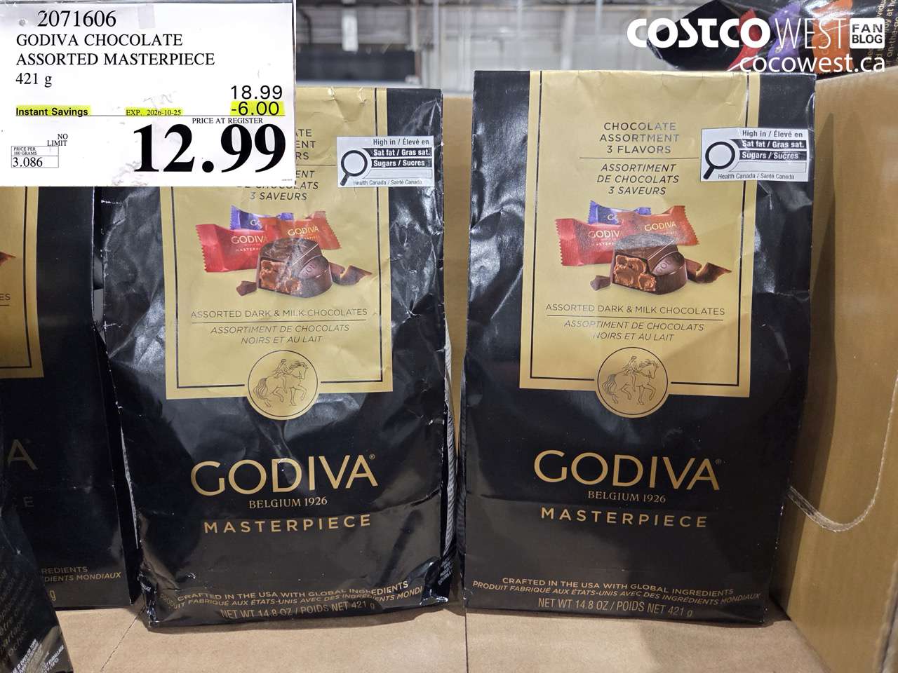 2071606 GODIVA CHOCOLATE ASSORTED MASTERPIECE 421 G ($6.00 INSTANT SAVINGS EXPIRES ON 2026-10-25) $12.99