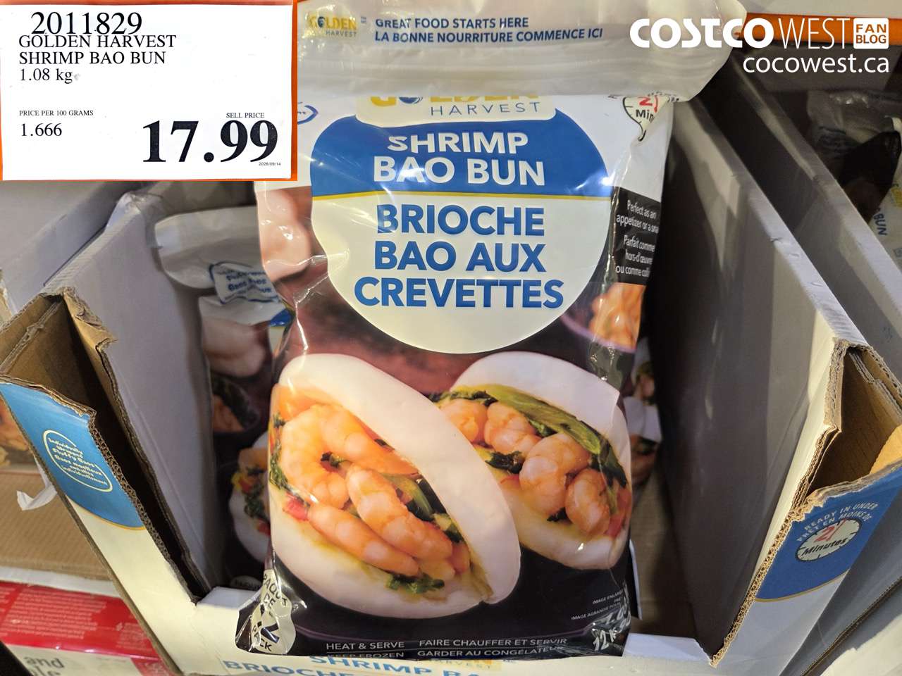 2011829 GOLDEN HARVEST SHRIMP BAO BUN 1.08 KG $17.99