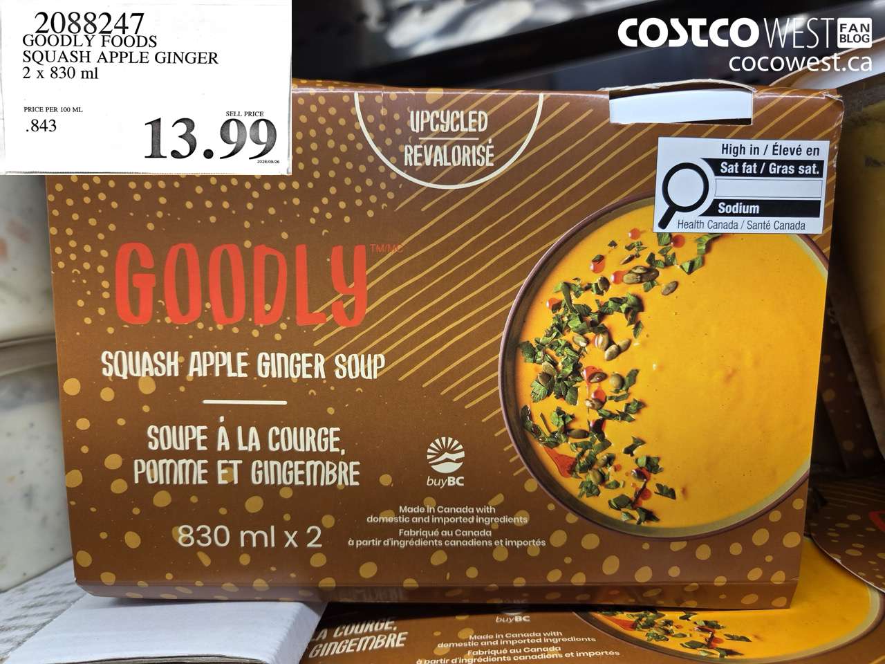 2088247 GOODLY FOODS SQUASH APPLE GINGER 2 X 830 ML $13.99