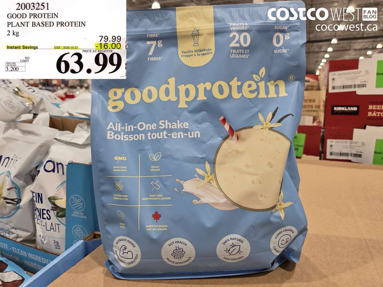 2003251 GOOD PROTEIN PLANT BASED PROTEIN 2 KG ($16.00 INSTANT SAVINGS EXPIRES ON 2026-10-25) $63.99