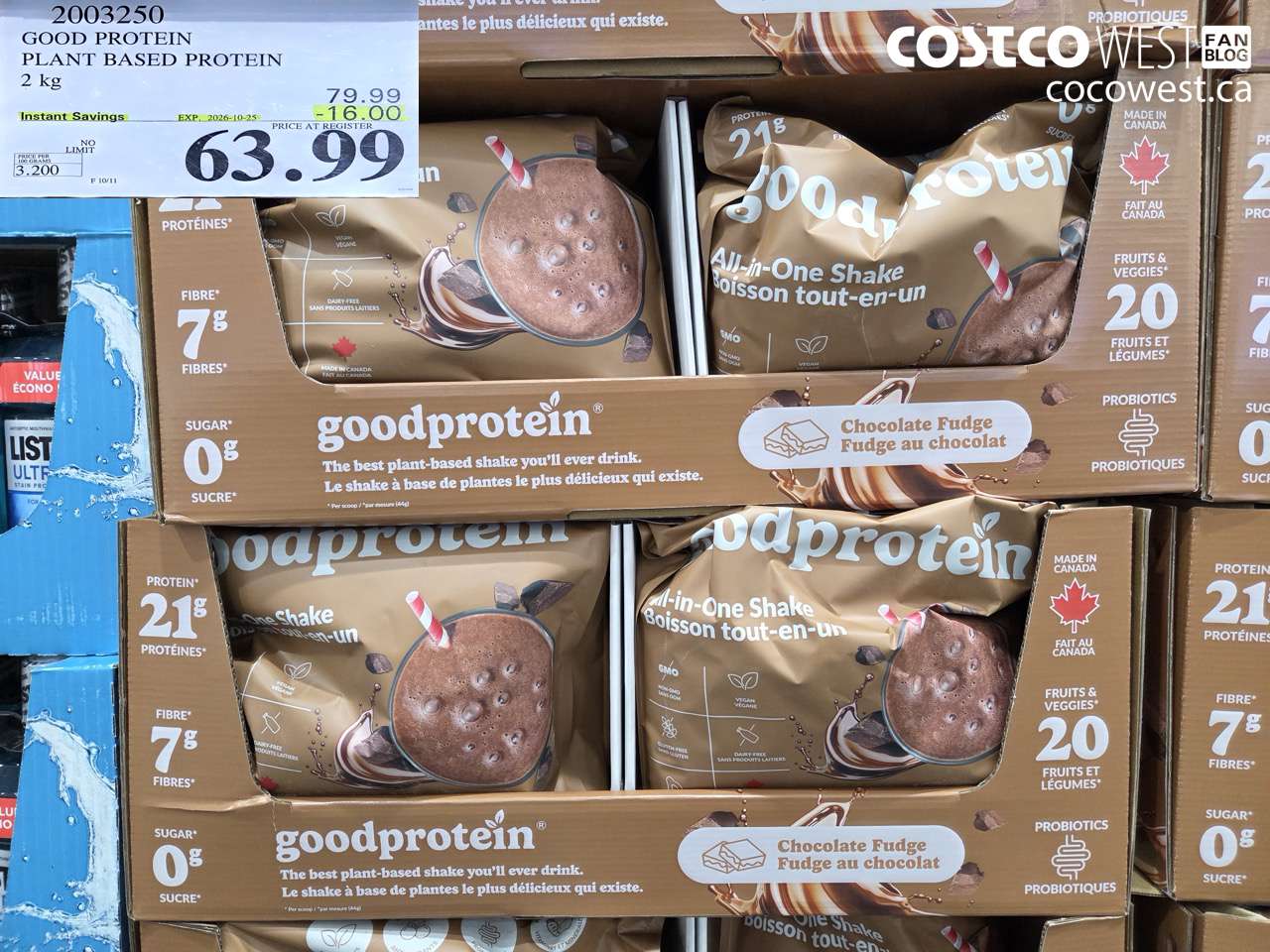 2003250 GOOD PROTEIN PLANT BASED PROTEIN 2 KG ($16.00 INSTANT SAVINGS EXPIRES ON 2026-10-25) $63.99