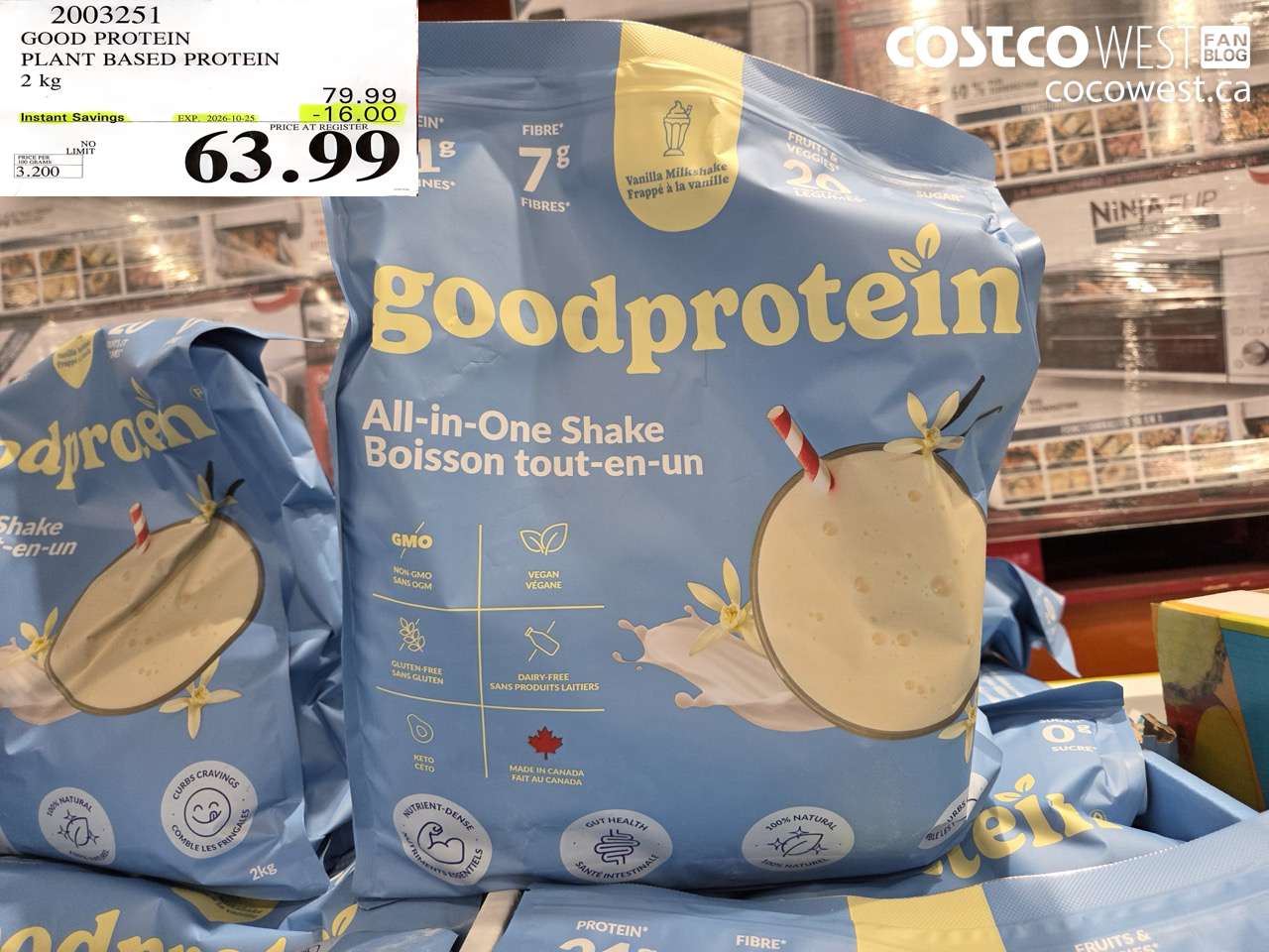 2003251 GOOD PROTEIN PLANT BASED PROTEIN 2 KG ($16.00 INSTANT SAVINGS EXPIRES ON 2026-10-25) $63.99
