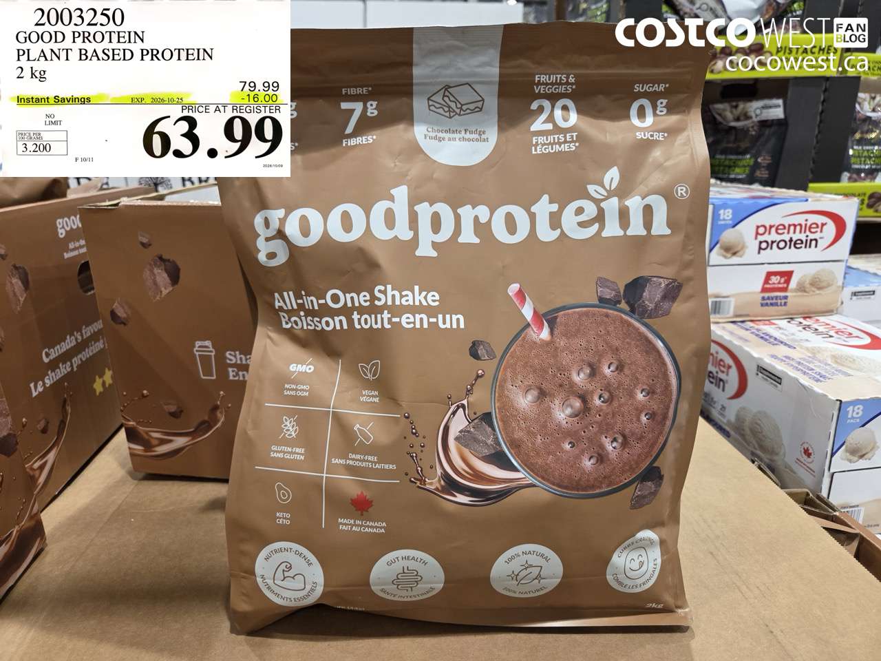 2003250 GOOD PROTEIN PLANT BASED PROTEIN 2 KG ($16.00 INSTANT SAVINGS EXPIRES ON 2026-10-25) $63.99