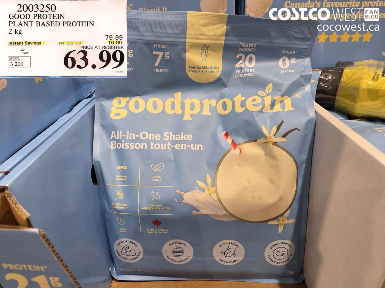 2003250 GOOD PROTEIN PLANT BASED PROTEIN 2 KG ($16.00 INSTANT SAVINGS EXPIRES ON 2026-10-25) $63.99