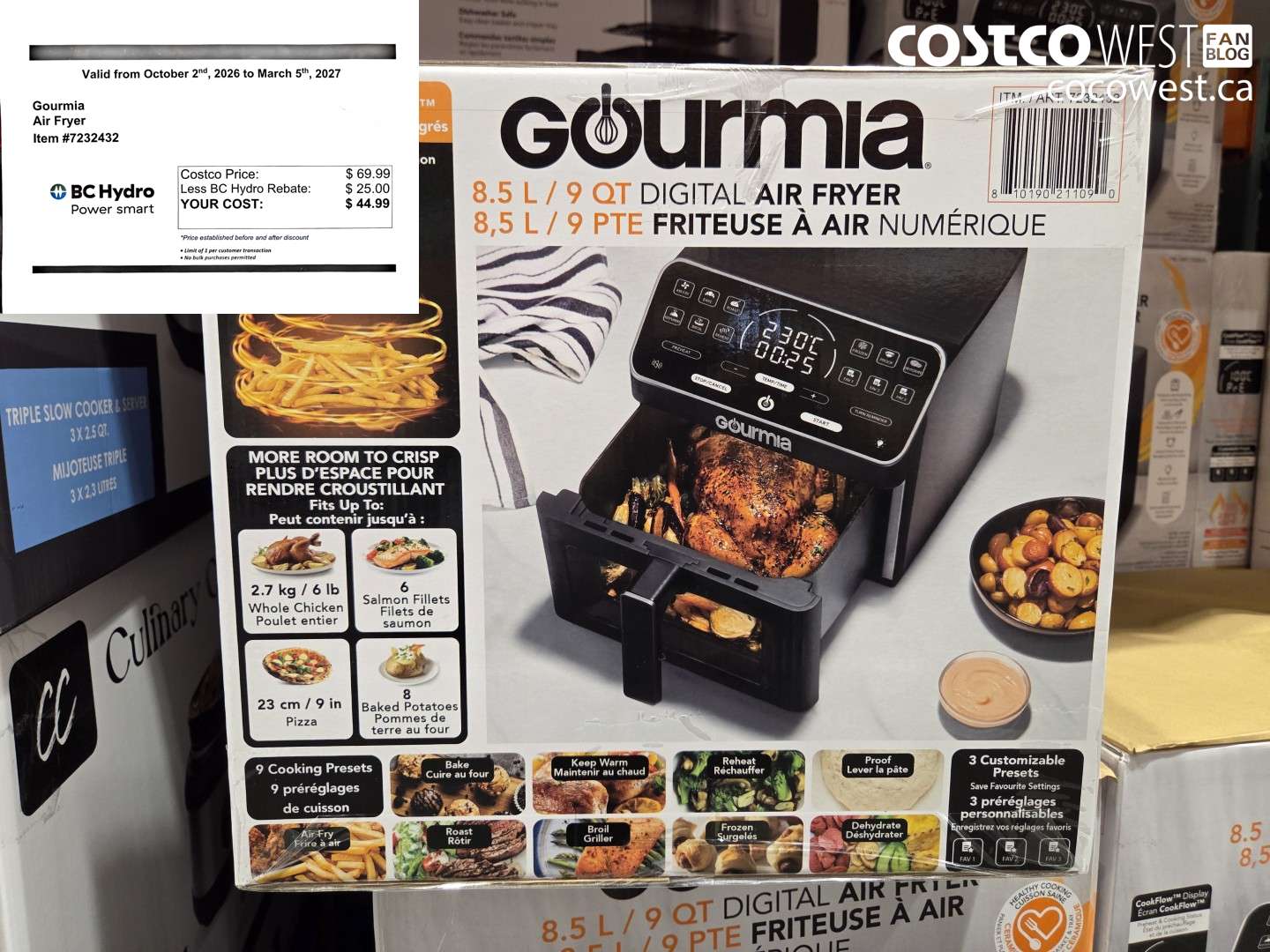 7232432 GOURMIA AIR FRYER ($25.00 INSTANT SAVINGS EXPIRES ON 2027-03-05) $44.99
