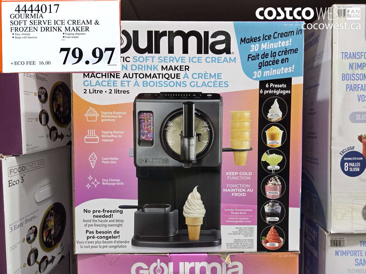4444017 GOURMIA SOFT SERVE ICE CREAM & FROZEN DRINK MAKER $79.97