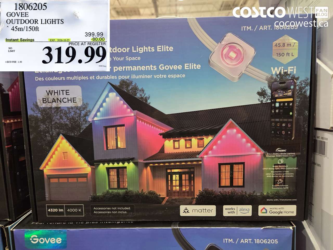 1806205 GOVEE OUTDOOR LIGHTS 45M/150FT ($80.00 INSTANT SAVINGS EXPIRES ON 2026-10-25) $319.99