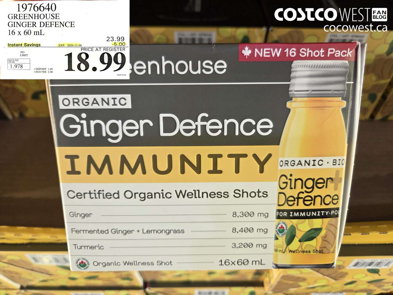 1976640 GREENHOUSE GINGER DEFENCE 16 X 60 ML ($5.00 INSTANT SAVINGS EXPIRES ON 2026-11-08) $18.99