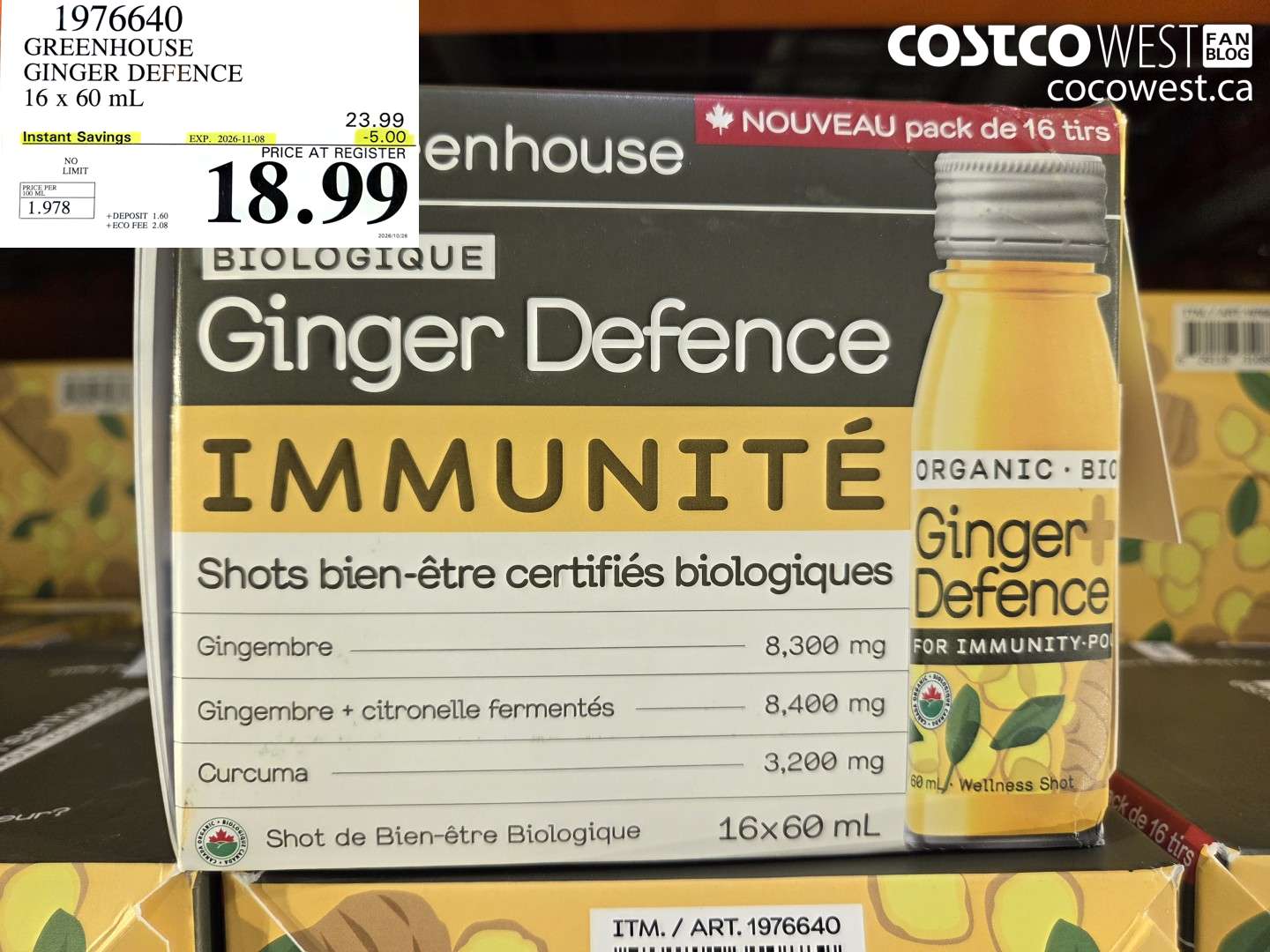 1976640 GREENHOUSE GINGER DEFENCE 16 X 60 ML ($5.00 INSTANT SAVINGS EXPIRES ON 2026-11-08) $18.99
