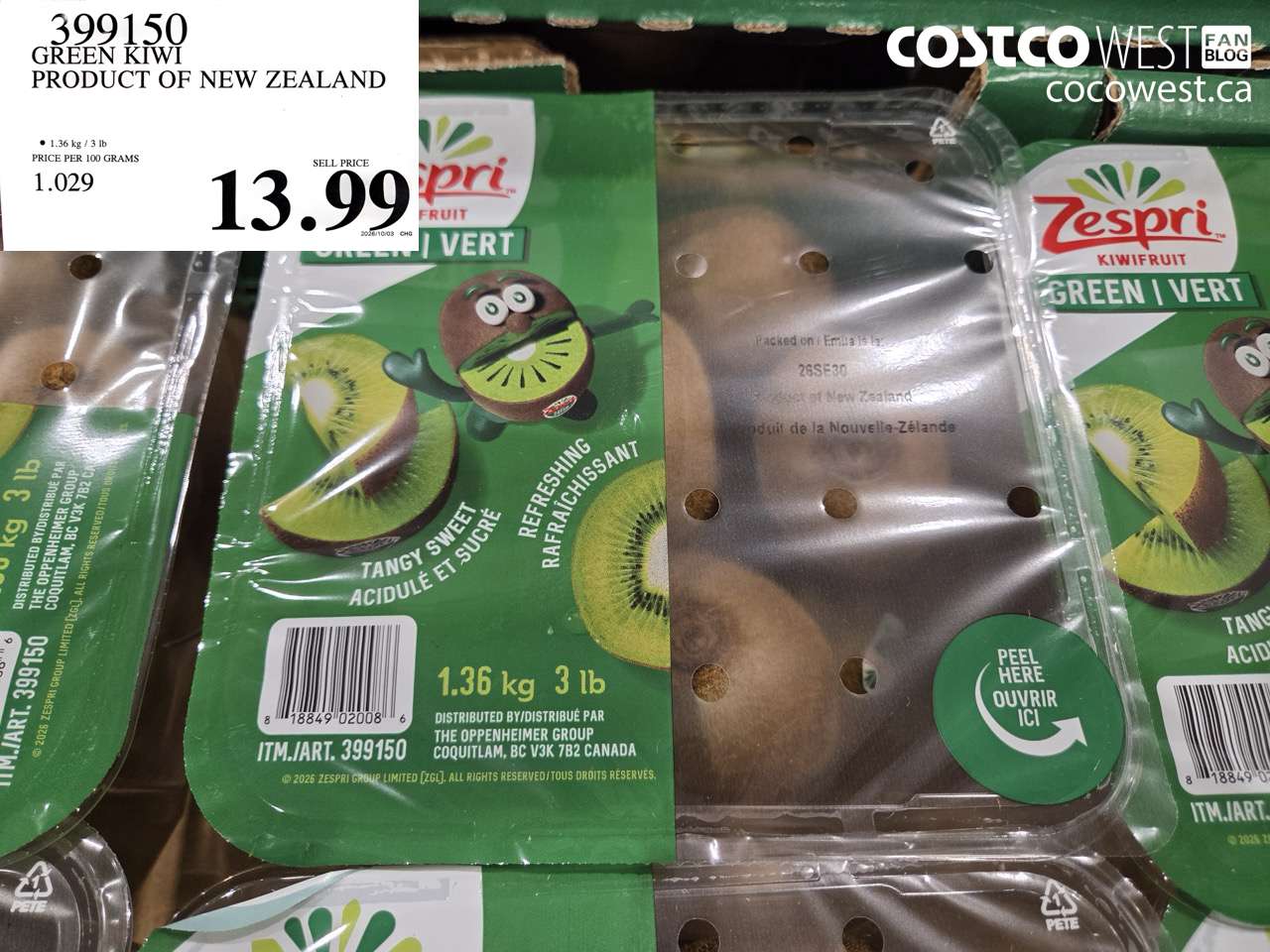 399150 GREEN KIWI PRODUCT OF NEW ZEALAND $13.99