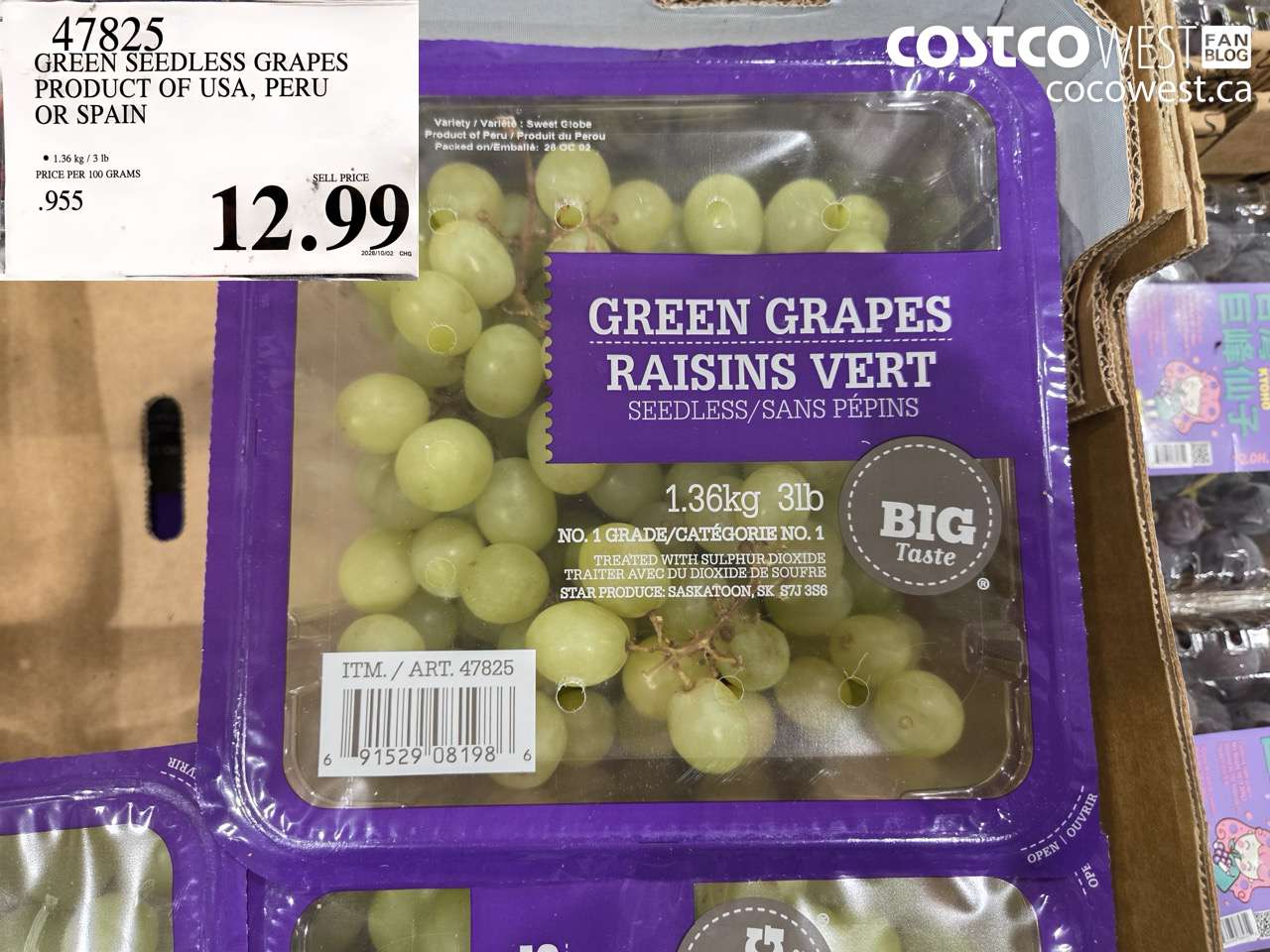 47825 GREEN SEEDLESS GRAPES PRODUCT OF USA, PERU OR SPAIN $12.99