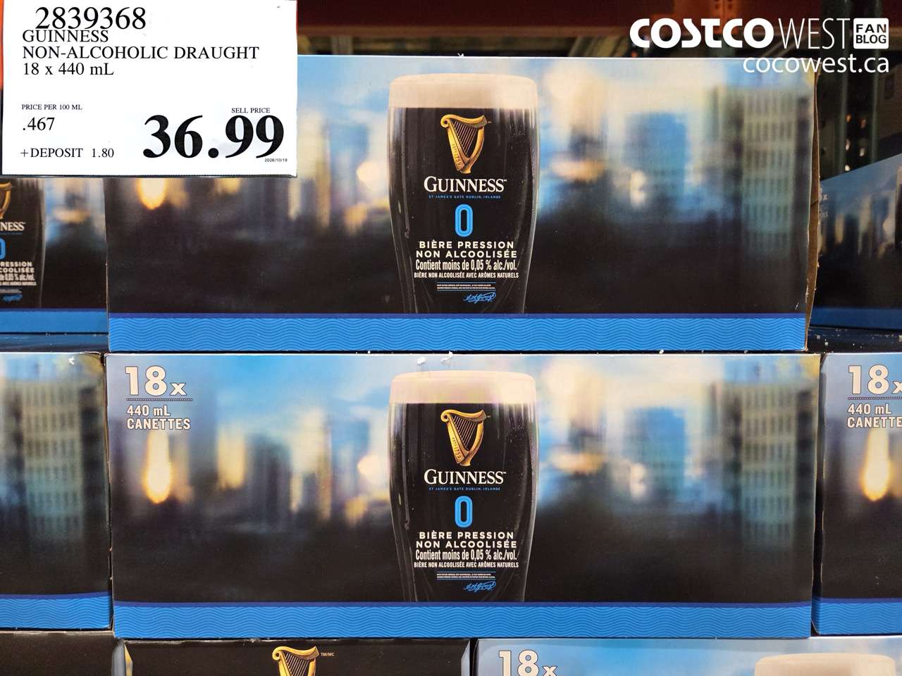 2839368 GUINNESS NON-ALCOHOLIC DRAUGHT 18 X 440 ML $36.99