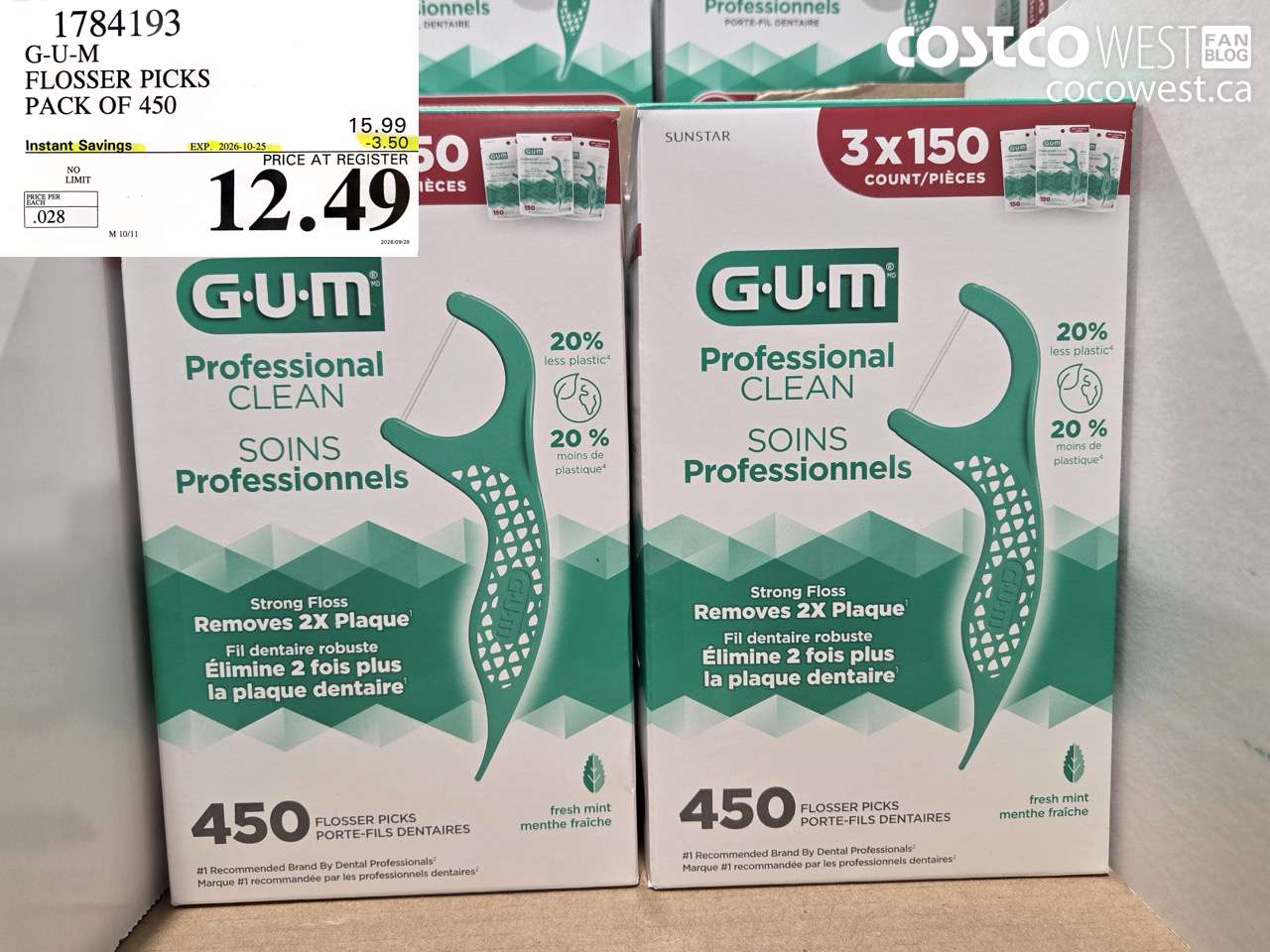 1784193 G-U-M FLOSSER PICKS PACK OF 450 ($3.50 INSTANT SAVINGS EXPIRES ON 2026-10-25) $12.49