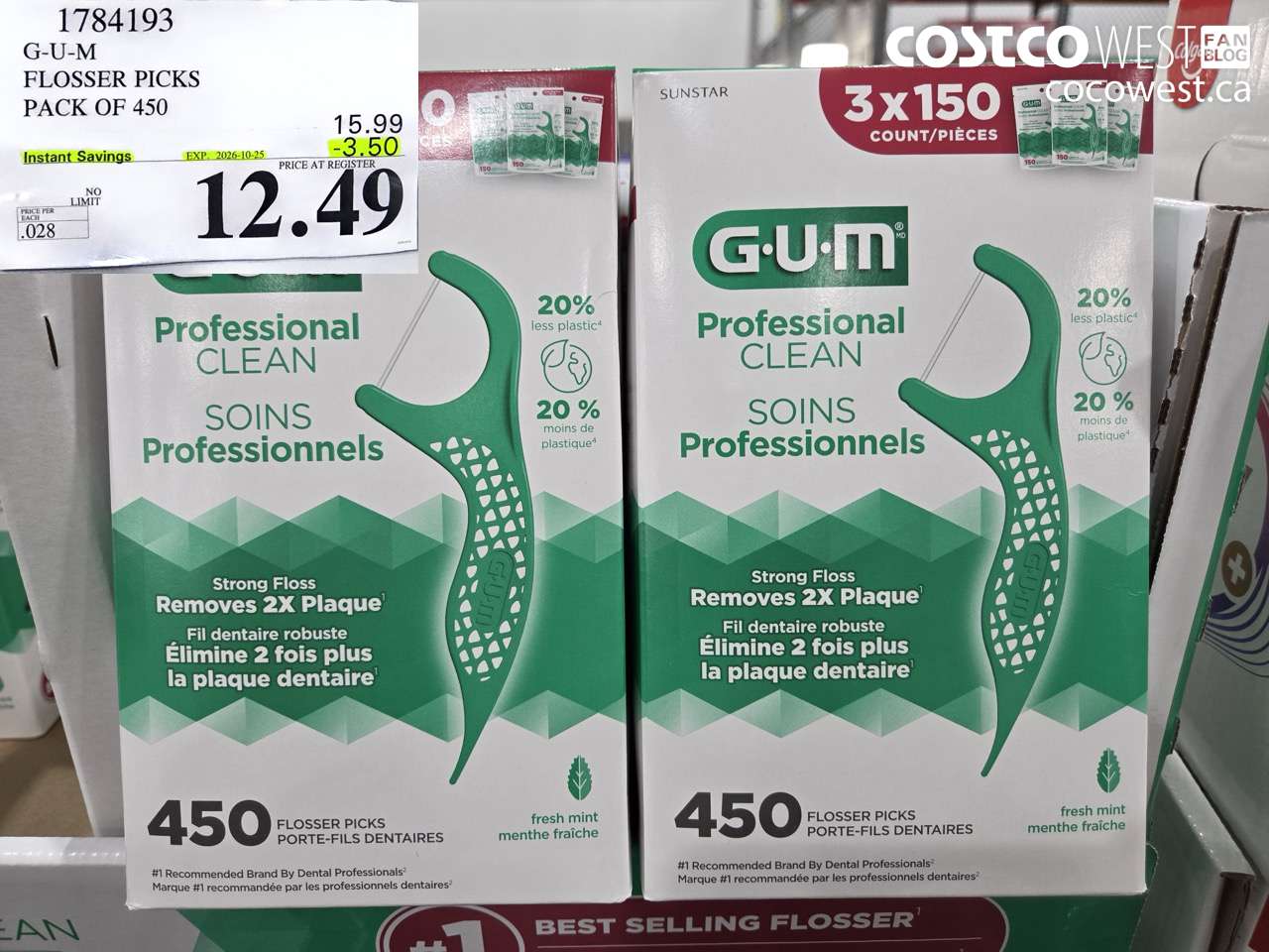 1784193 G-U-M FLOSSER PICKS PACK OF 450 ($3.50 INSTANT SAVINGS EXPIRES ON 2026-10-25) $12.49