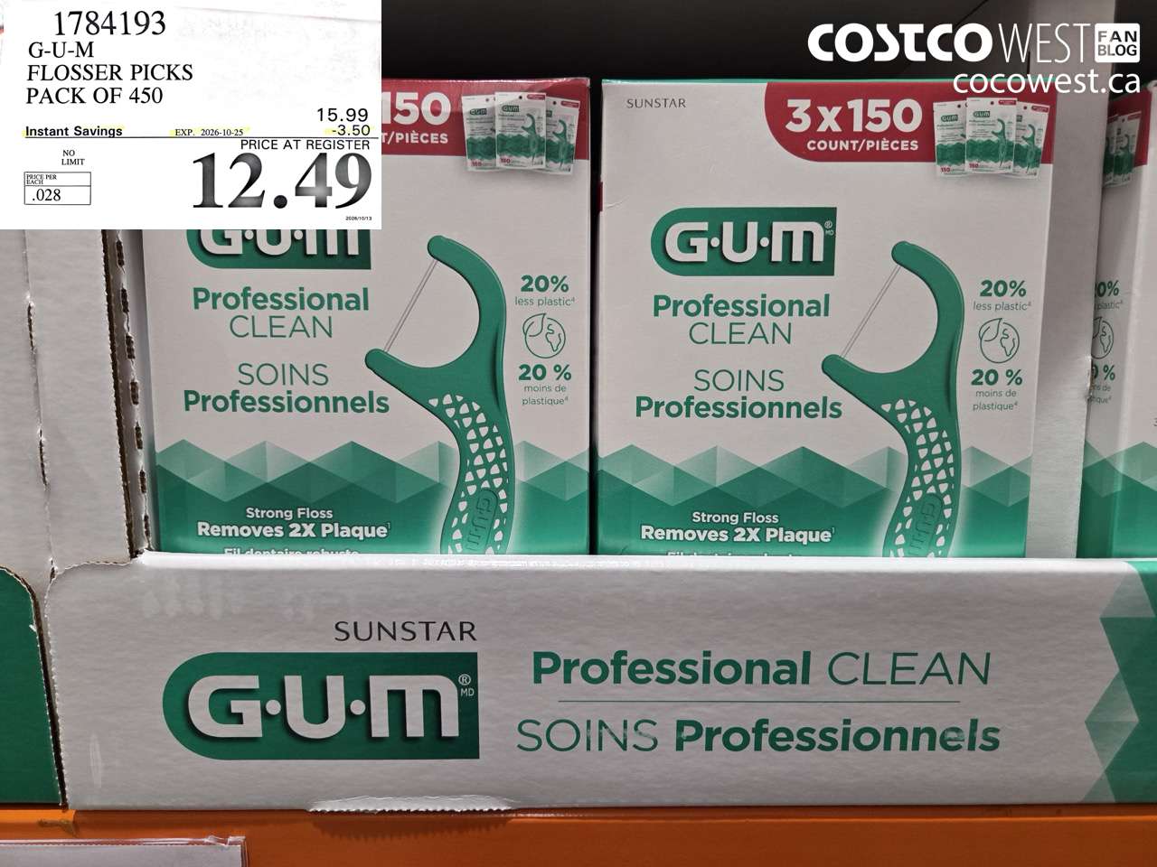 1784193 G-U-M FLOSSER PICKS PACK OF 450 ($3.50 INSTANT SAVINGS EXPIRES ON 2026-10-25) $12.49