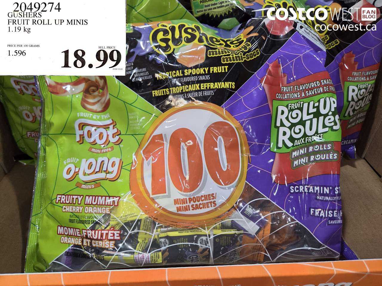 2049274 GUSHERS FRUIT ROLL UP MINIS 1.19 KG $18.99