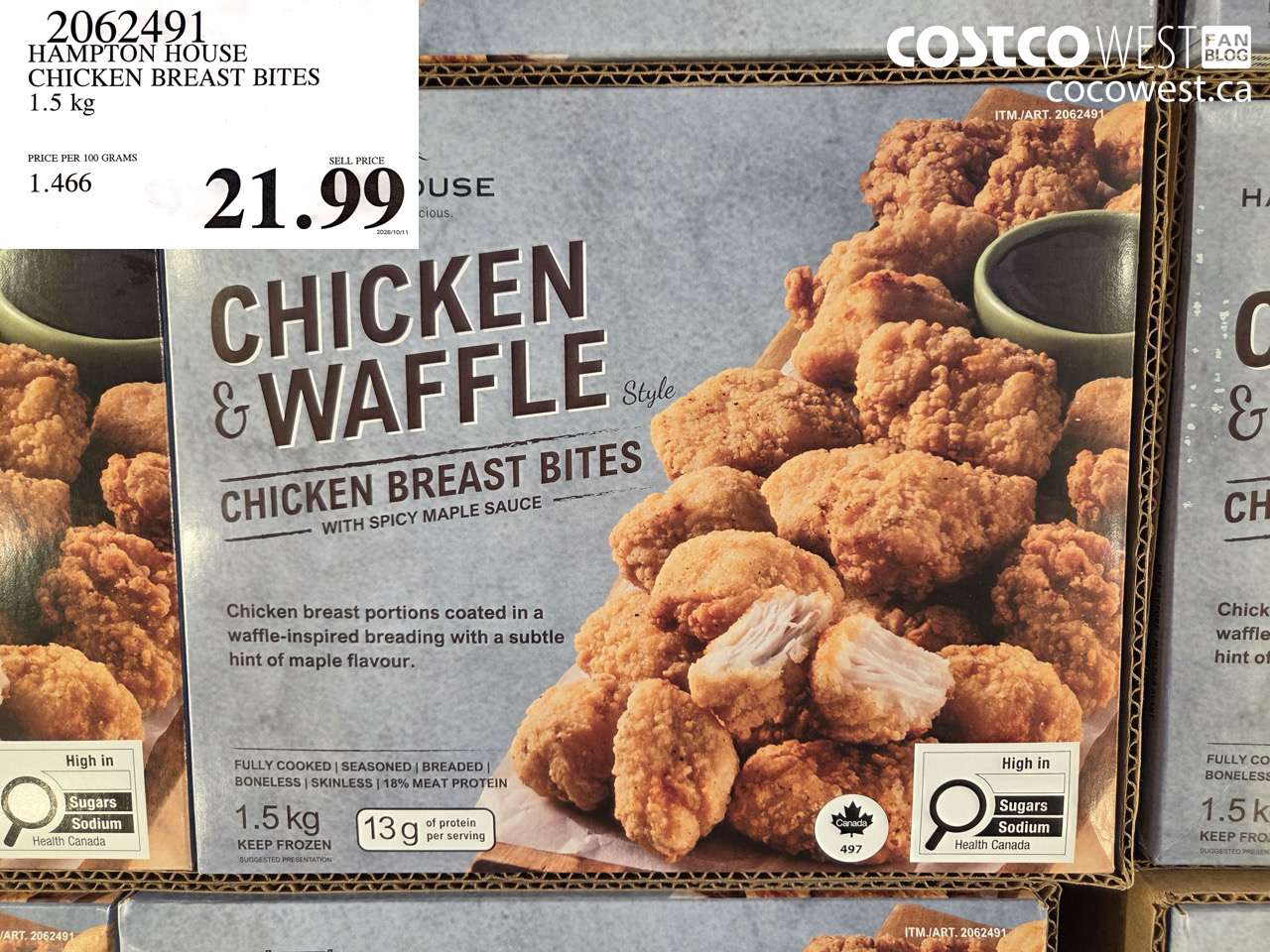 2062491 HAMPTON HOUSE CHICKEN BREAST BITES 1.5 KG $21.99