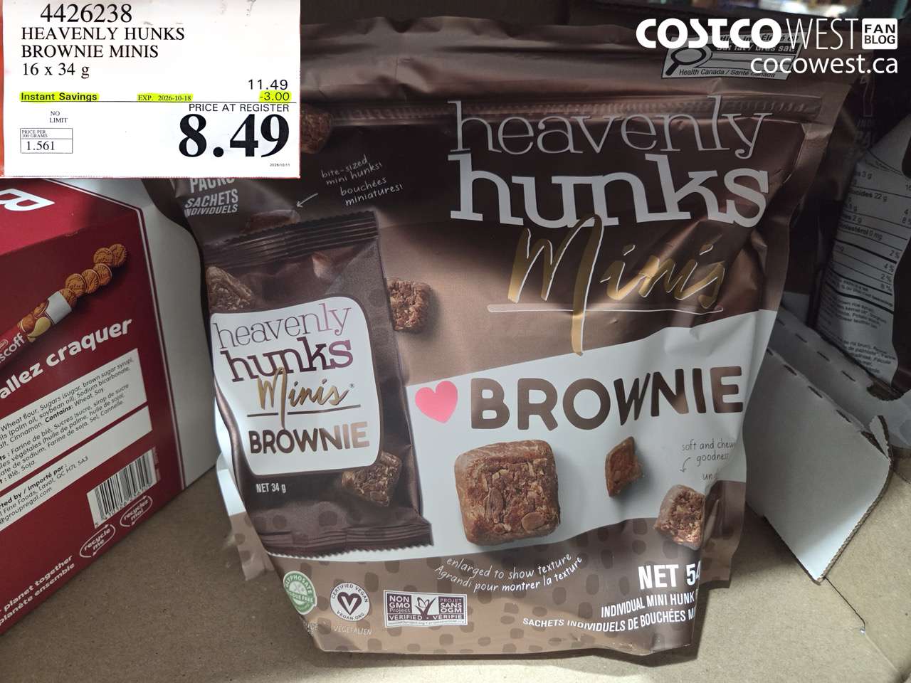 4426238 HEAVENLY HUNKS BROWNIE MINIS 16 X 34 G ($3.00 INSTANT SAVINGS EXPIRES ON 2026-10-18) $8.49