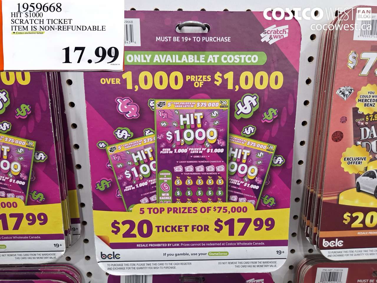 1959668 HIT $1000 SCRATCH TICKET ITEM IS NON-REFUNDABLE $17.99