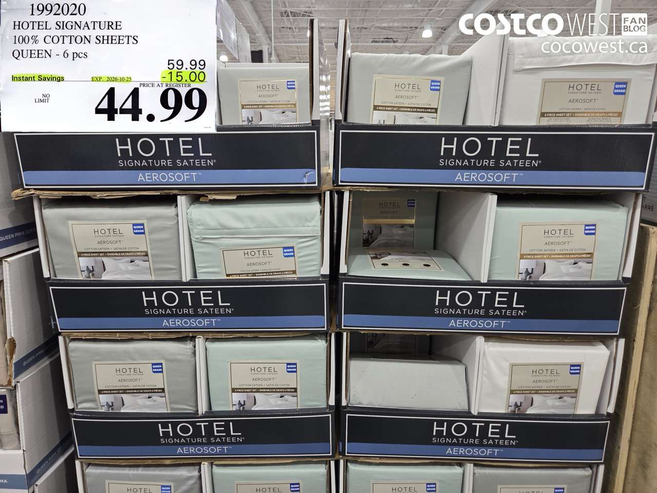 1992020 HOTEL SIGNATURE 100% COTTON SHEETS QUEEN 6 PCS ($15.00 INSTANT SAVINGS EXPIRES ON 2026-10-25) $44.99