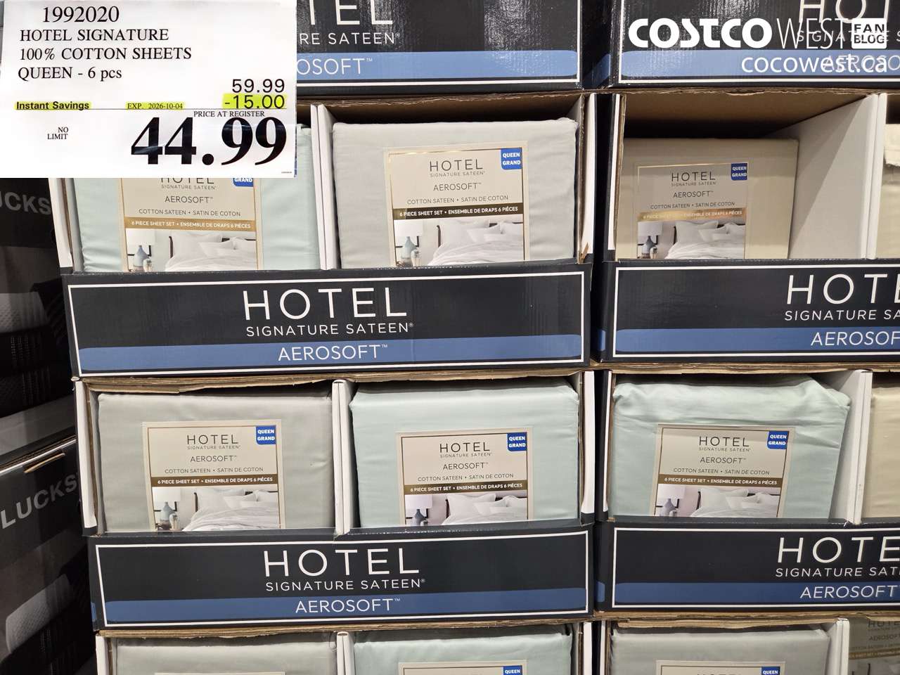 1992020 HOTEL SIGNATURE 100% COTTON SHEETS QUEEN - 6 PCS ($15.00 INSTANT SAVINGS EXPIRES ON 2026-10-04) $44.99