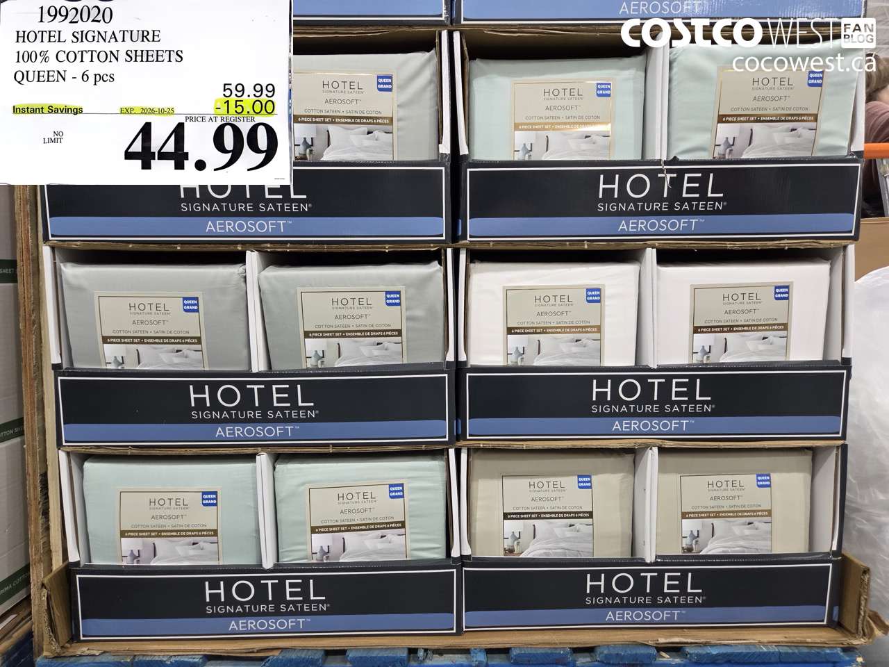 1992020 HOTEL SIGNATURE 100% COTTON SHEETS QUEEN - 6 PCS ($15.00 INSTANT SAVINGS EXPIRES ON 2026-10-25) $44.99