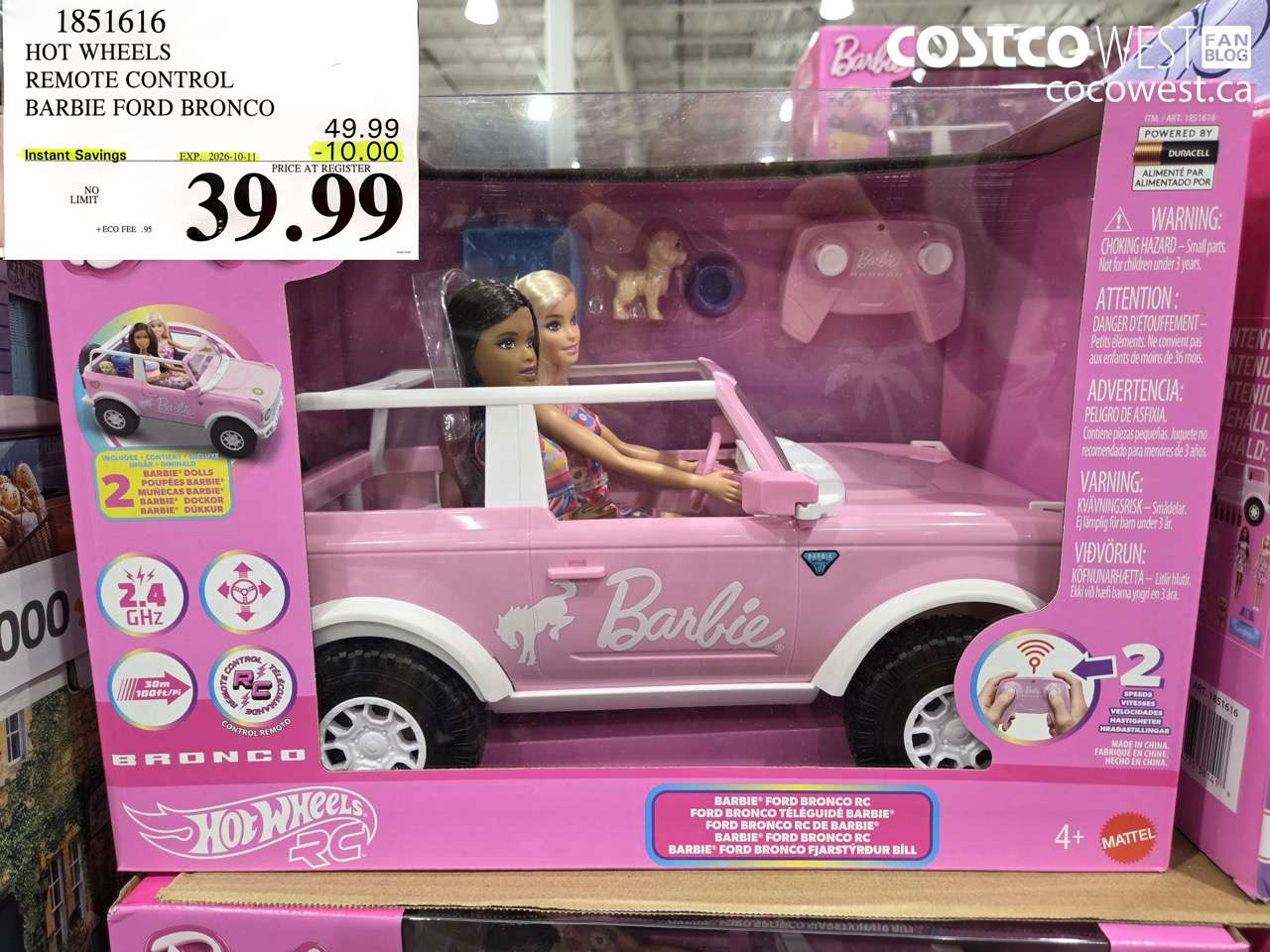 1851616 HOT WHEELS REMOTE CONTROL BARBIE FORD BRONCO ($10.00 INSTANT SAVINGS EXPIRES ON 2026-10-11) $39.99