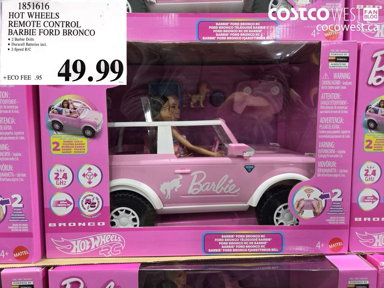 1851616 HOT WHEELS REMOTE CONTROL BARBIE FORD BRONCO $49.99