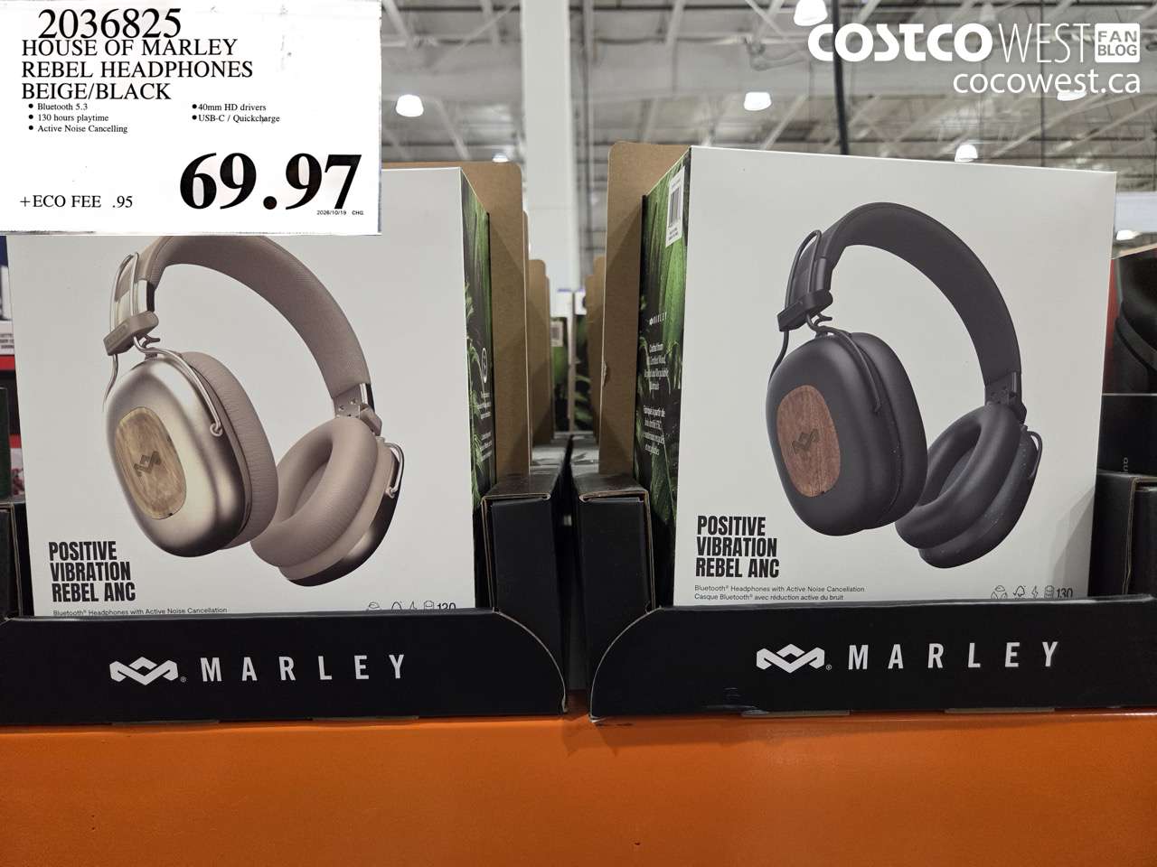 2036825 HOUSE OF MARLEY REBEL HEADPHONES BEIGE/BLACK $69.97