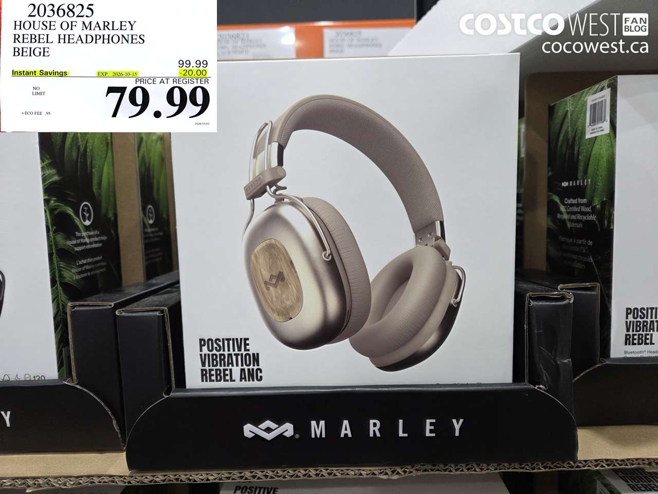2036825 HOUSE OF MARLEY REBEL HEADPHONES BEIGE ($20.00 INSTANT SAVINGS EXPIRES ON 2026-10-15) $79.99