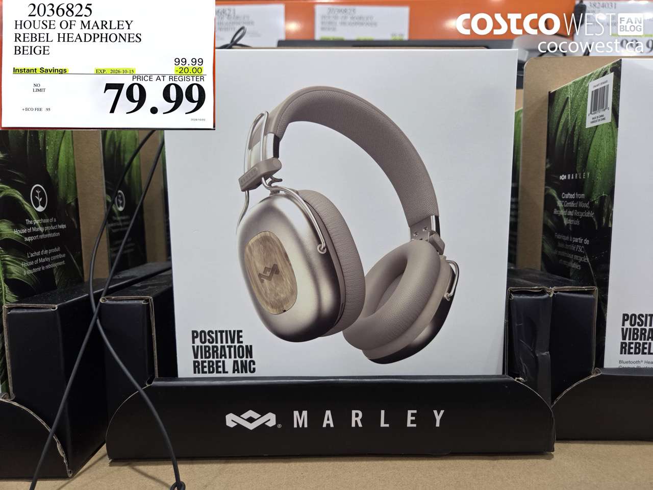 2036825 HOUSE OF MARLEY REBEL HEADPHONES BEIGE ($20.00 INSTANT SAVINGS EXPIRES ON 2026-10-15) $79.99