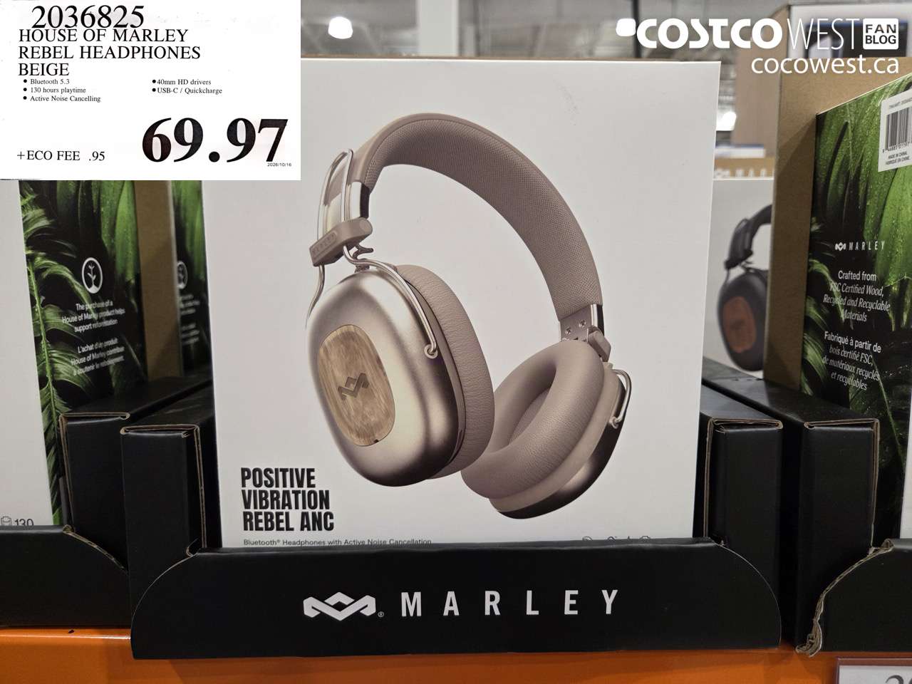 2036825 HOUSE OF MARLEY REBEL HEADPHONES BEIGE $69.97