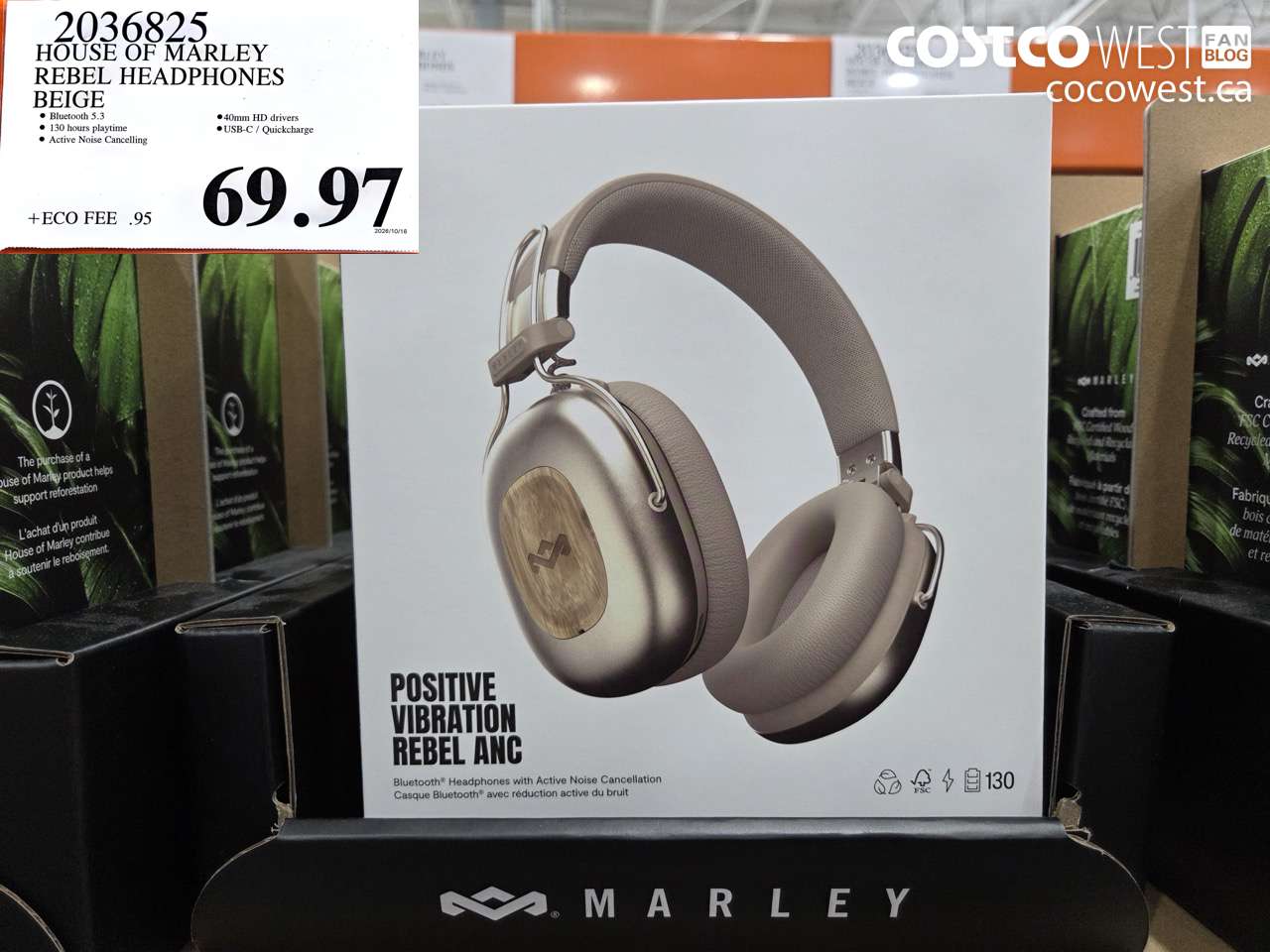 2036825 HOUSE OF MARLEY REBEL HEADPHONES BEIGE $69.97