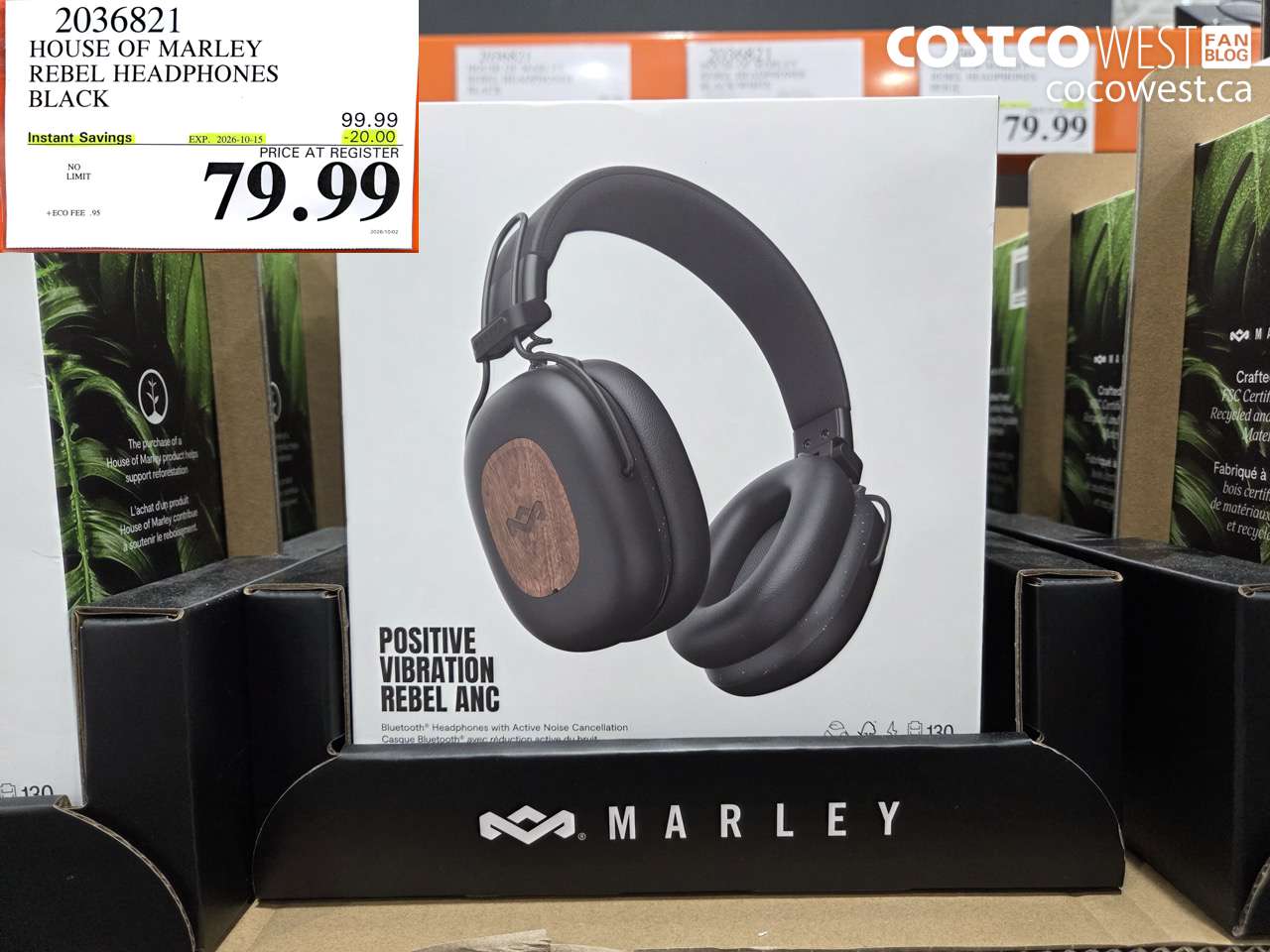 2036821 HOUSE OF MARLEY REBEL HEADPHONES BLACK ($20.00 INSTANT SAVINGS EXPIRES ON 2026-10-15) $79.99
