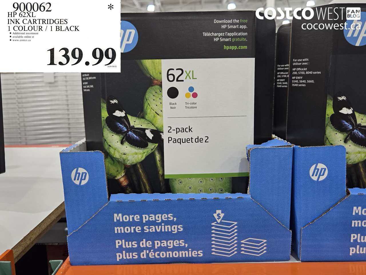 900062 HP 62XL INK CARTRIDGES 1 COLOUR / 1 BLACK $139.99