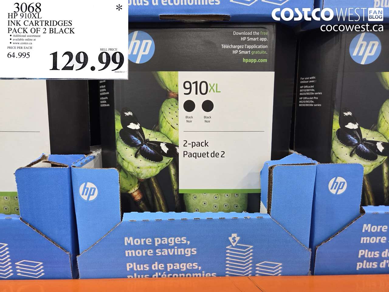 3068 HP 910XL INK CARTRIDGES PACK OF 2 BLACK $129.99