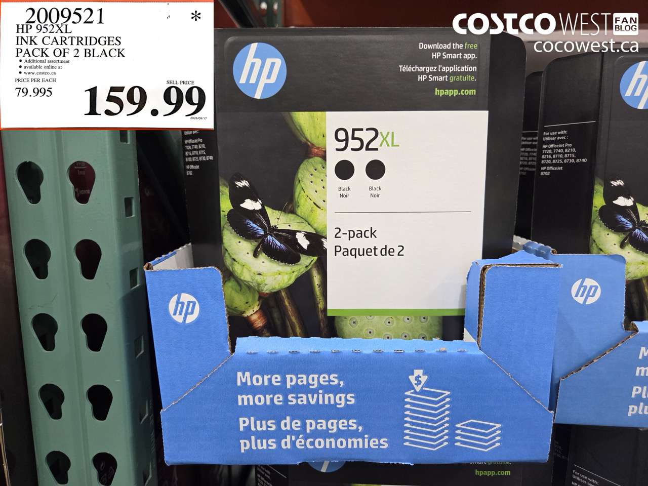 2009521 HP 952XL INK CARTRIDGES PACK OF 2 BLACK $159.99
