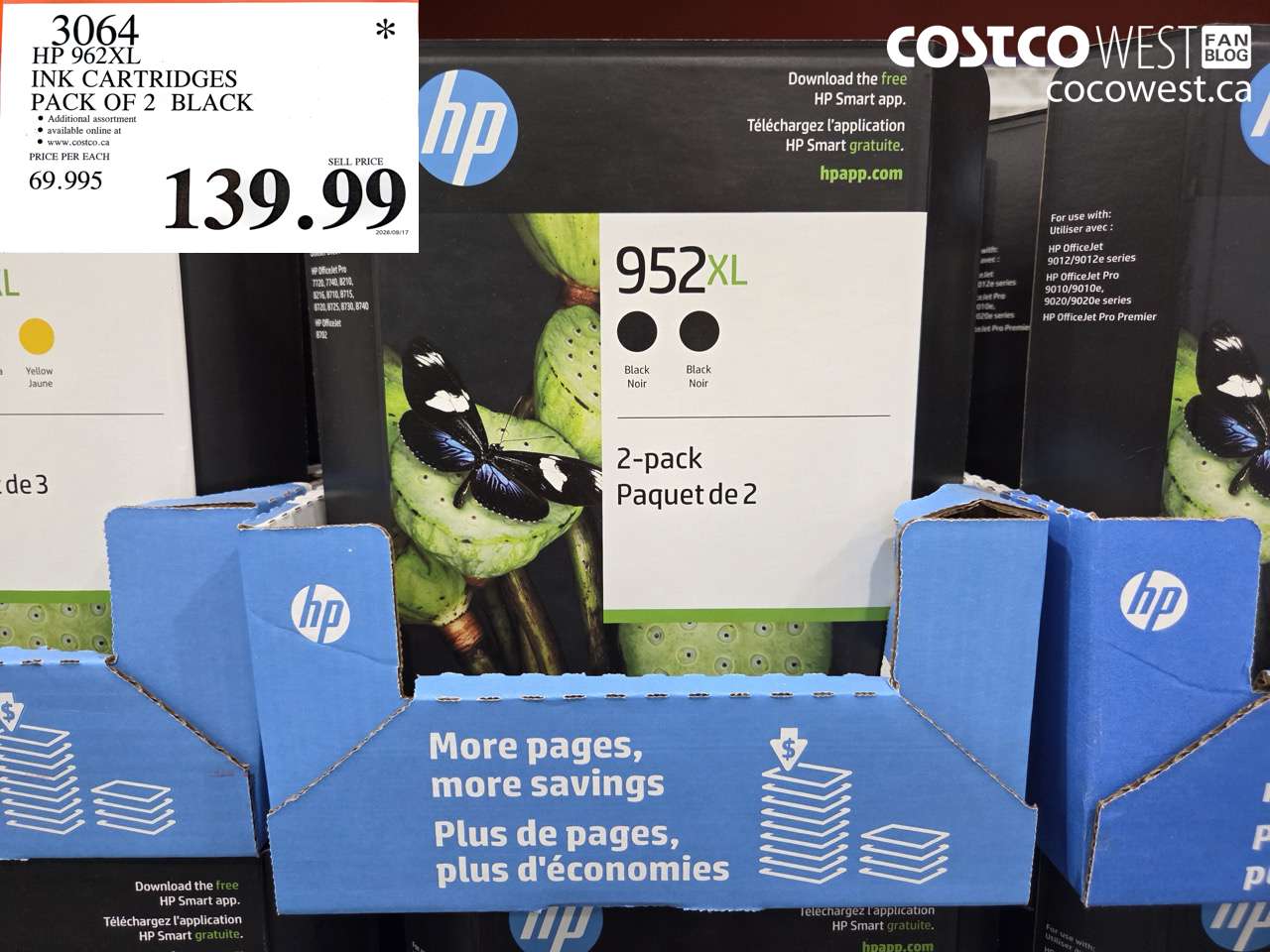 3064 HP 962XL INK CARTRIDGES PACK OF 2 BLACK $139.99