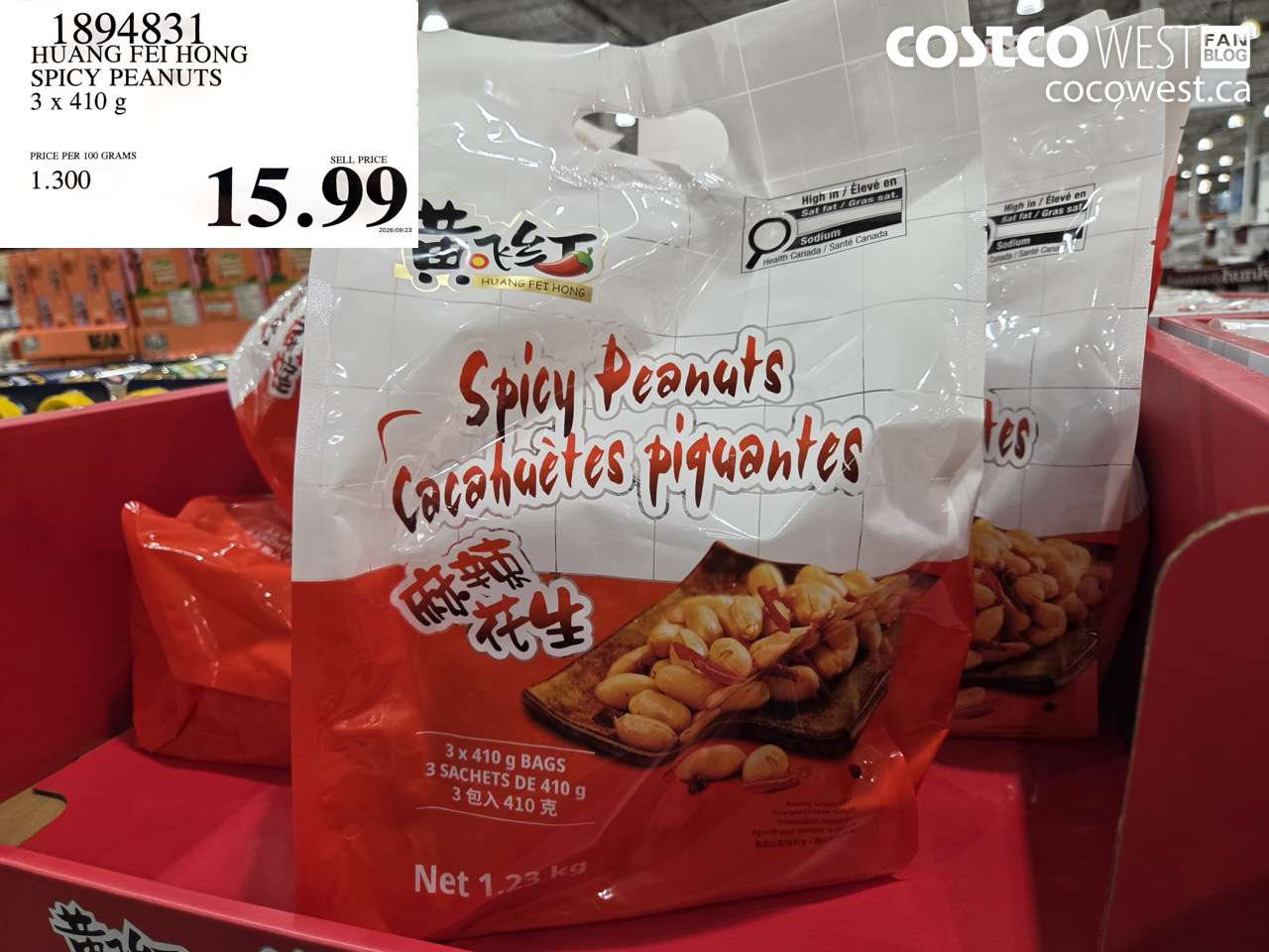 1894831 HUANG FEI HONG SPICY PEANUTS 3 X 410 G $15.99
