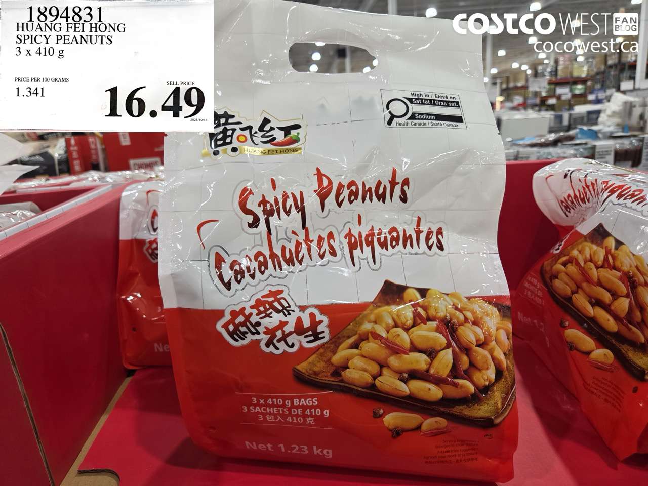 1894831 HUANG FEI HONG SPICY PEANUTS 3 X 410 G $16.49