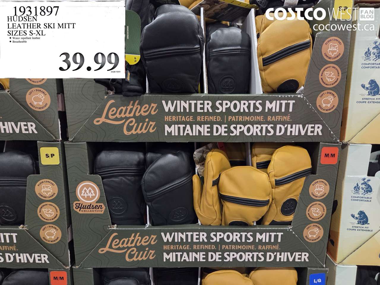 1931897 HUDSEN LEATHER SKI MITT SIZES S-XL $39.99