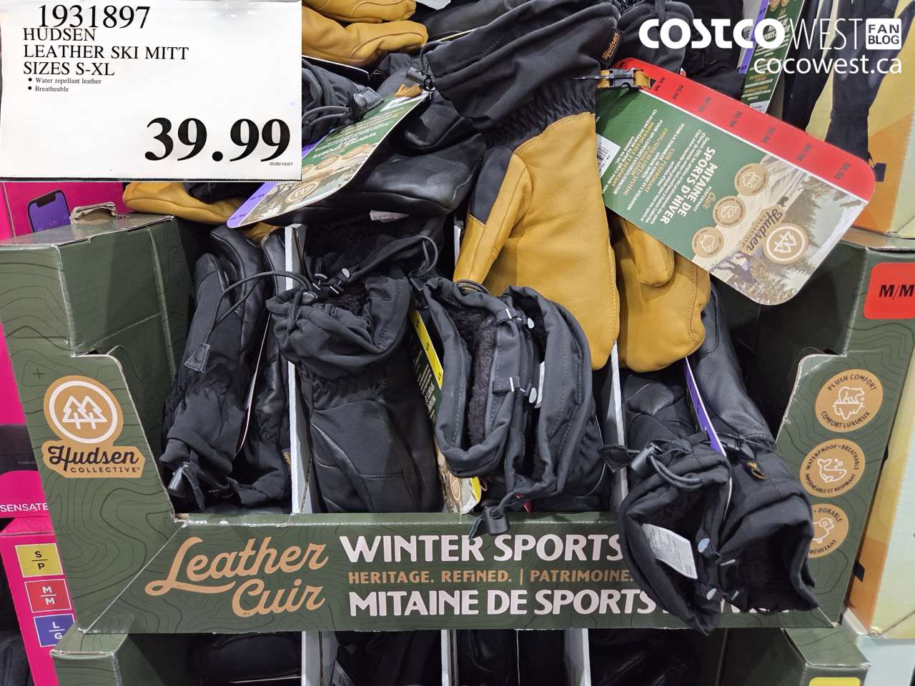 1931897 HUDSEN LEATHER SKI MITT SIZES S-XL $39.99