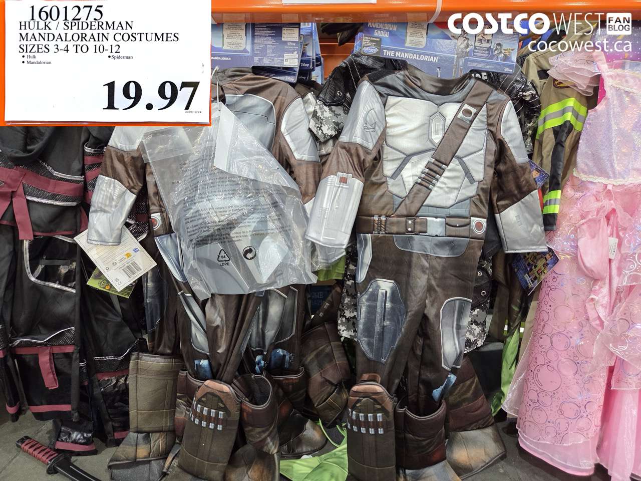 1601275 HULK / SPIDERMAN MANDALORAIN COSTUMES SIZES 3-4 TO 10-12 $19.97