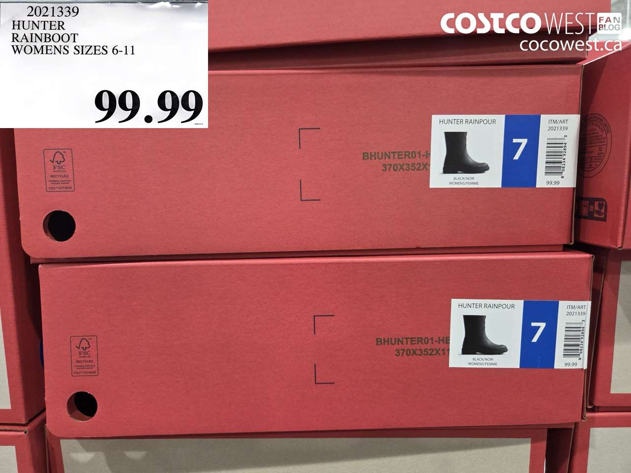 2021339 HUNTER RAINBOOT WOMENS SIZES 6-11 $99.99