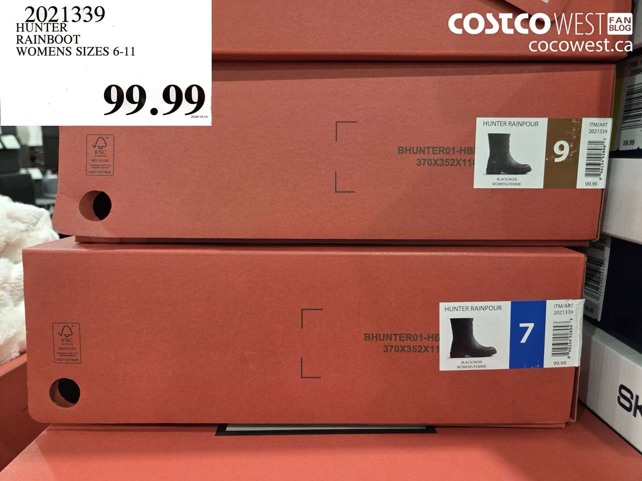 2021339 HUNTER RAINBOOT WOMENS SIZES 6-11 $99.99