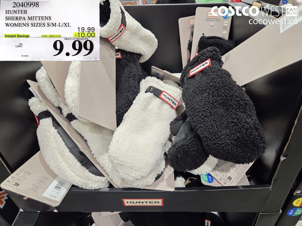 2040998 HUNTER SHERPA MITTENS WOMENS SIZES S/M-L/XL ($10.00 INSTANT SAVINGS EXPIRES ON 2026-10-25) $9.99
