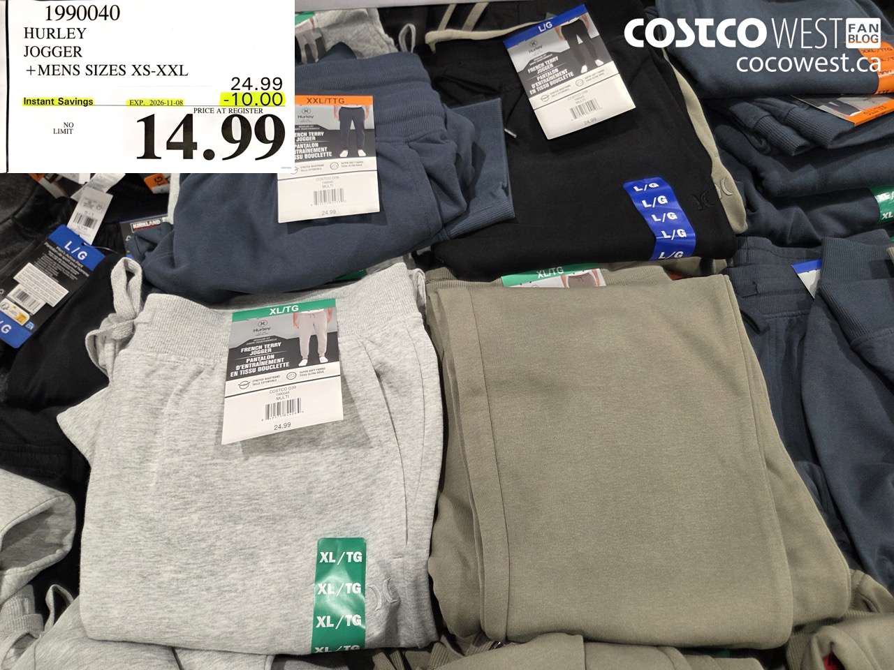 1990040 HURLEY JOGGER MENS SIZES XS-XXL ($10.00 INSTANT SAVINGS EXPIRES ON 2026-11-08) $14.99