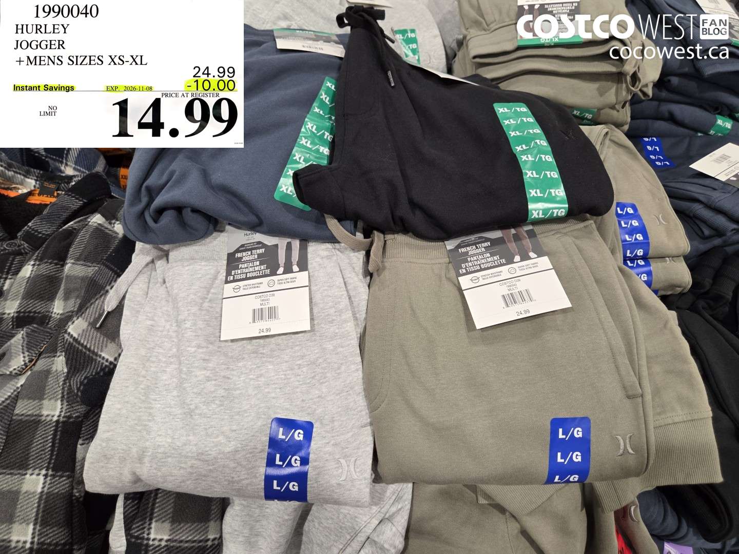 1990040 HURLEY JOGGER + MENS SIZES XS-XL ($10.00 INSTANT SAVINGS EXPIRES ON 2026-11-08) $14.99