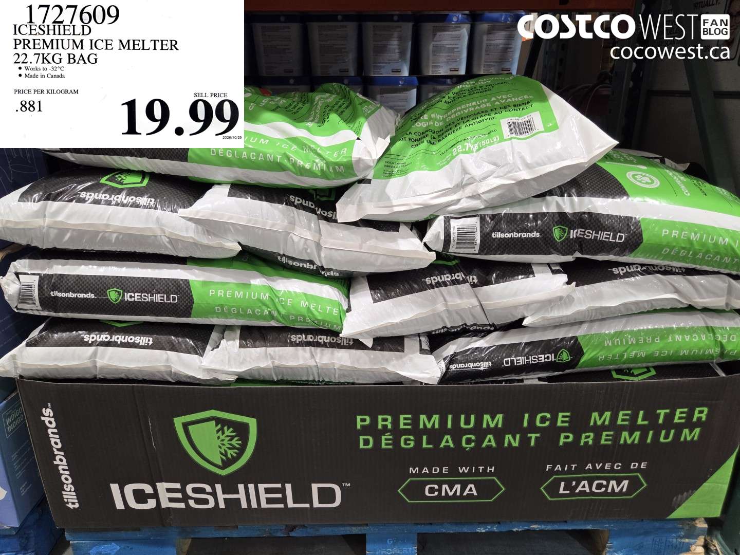 1727609 ICESHIELD PREMIUM ICE MELTER 22.7KG BAG $19.99